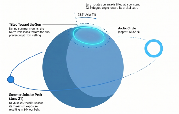 infographic midnight sun