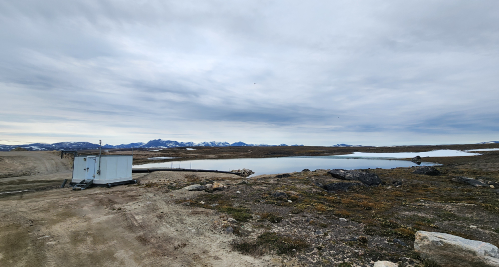 water lake and treatment station in clyde river, nunavut