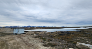 water lake and treatment station in clyde river, nunavut
